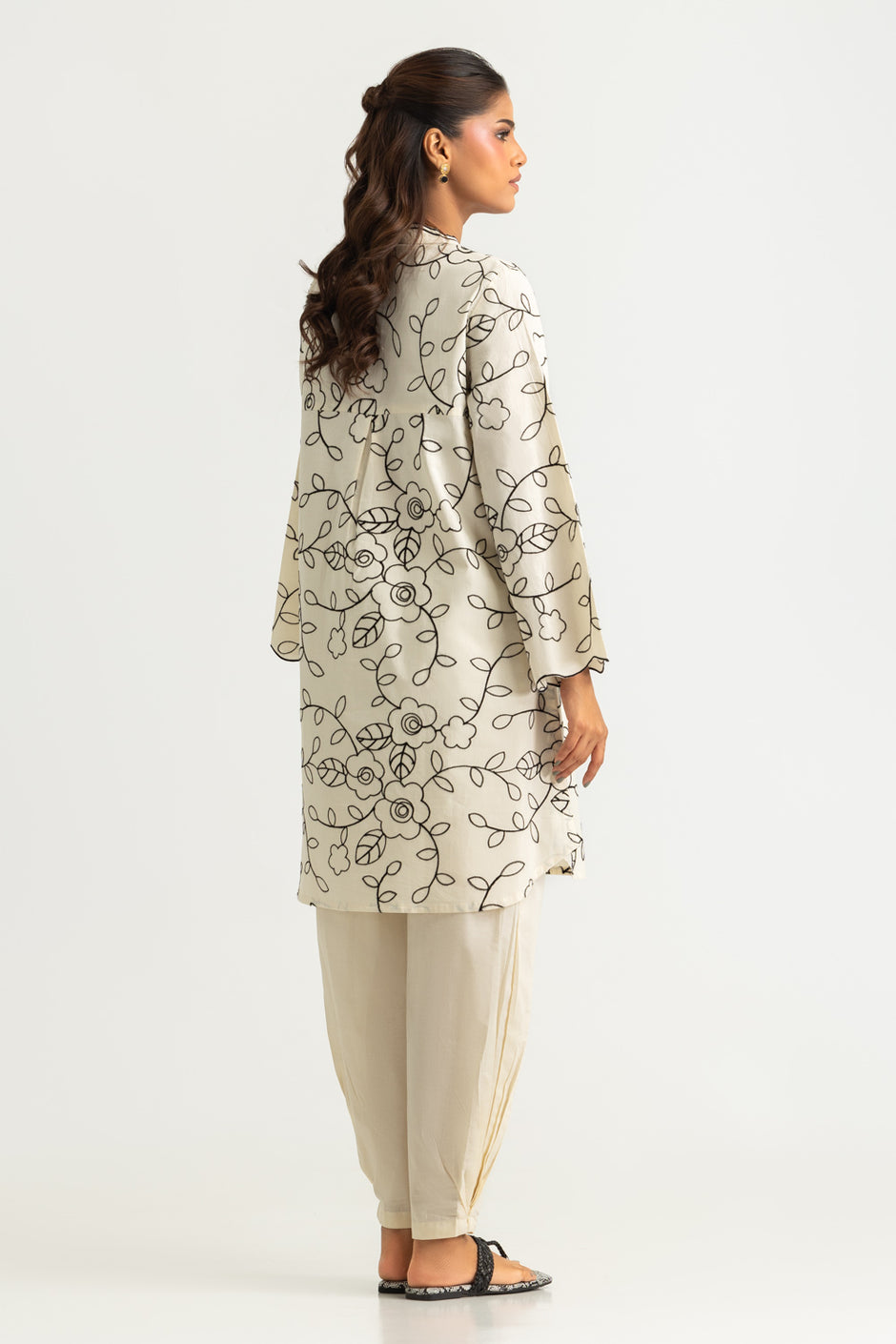 Cotton Embroidered Shirt And Dyed Trouser