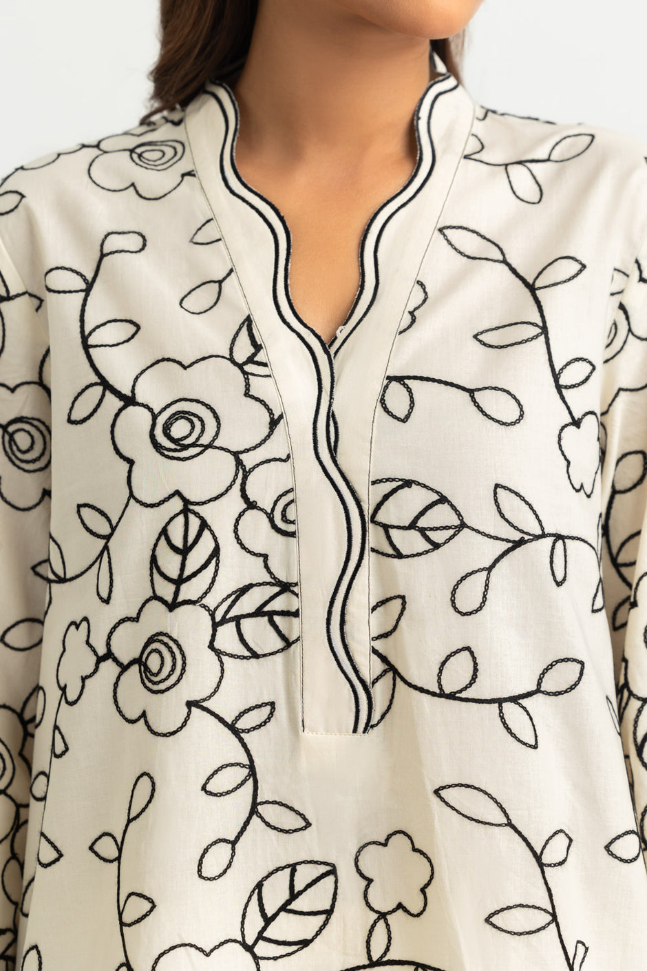 Cotton Embroidered Shirt And Dyed Trouser
