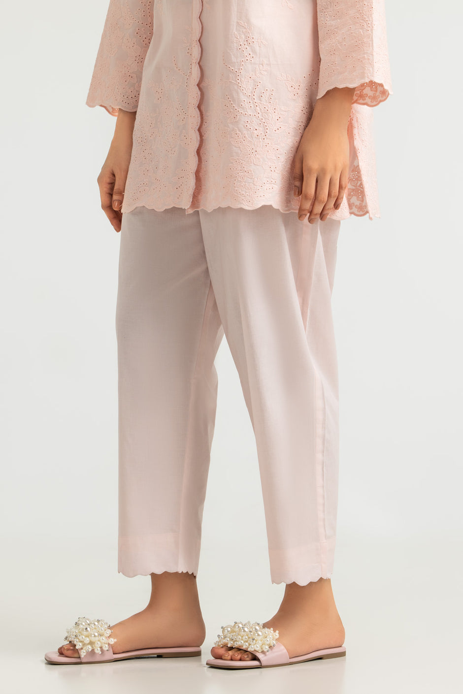 Cotton Embroidered Shirt And Dyed Trouser