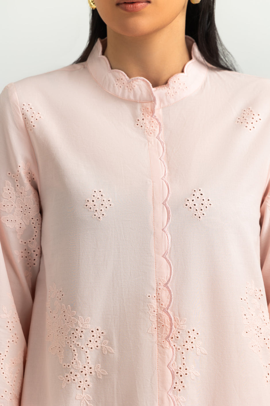 Cotton Embroidered Shirt And Dyed Trouser