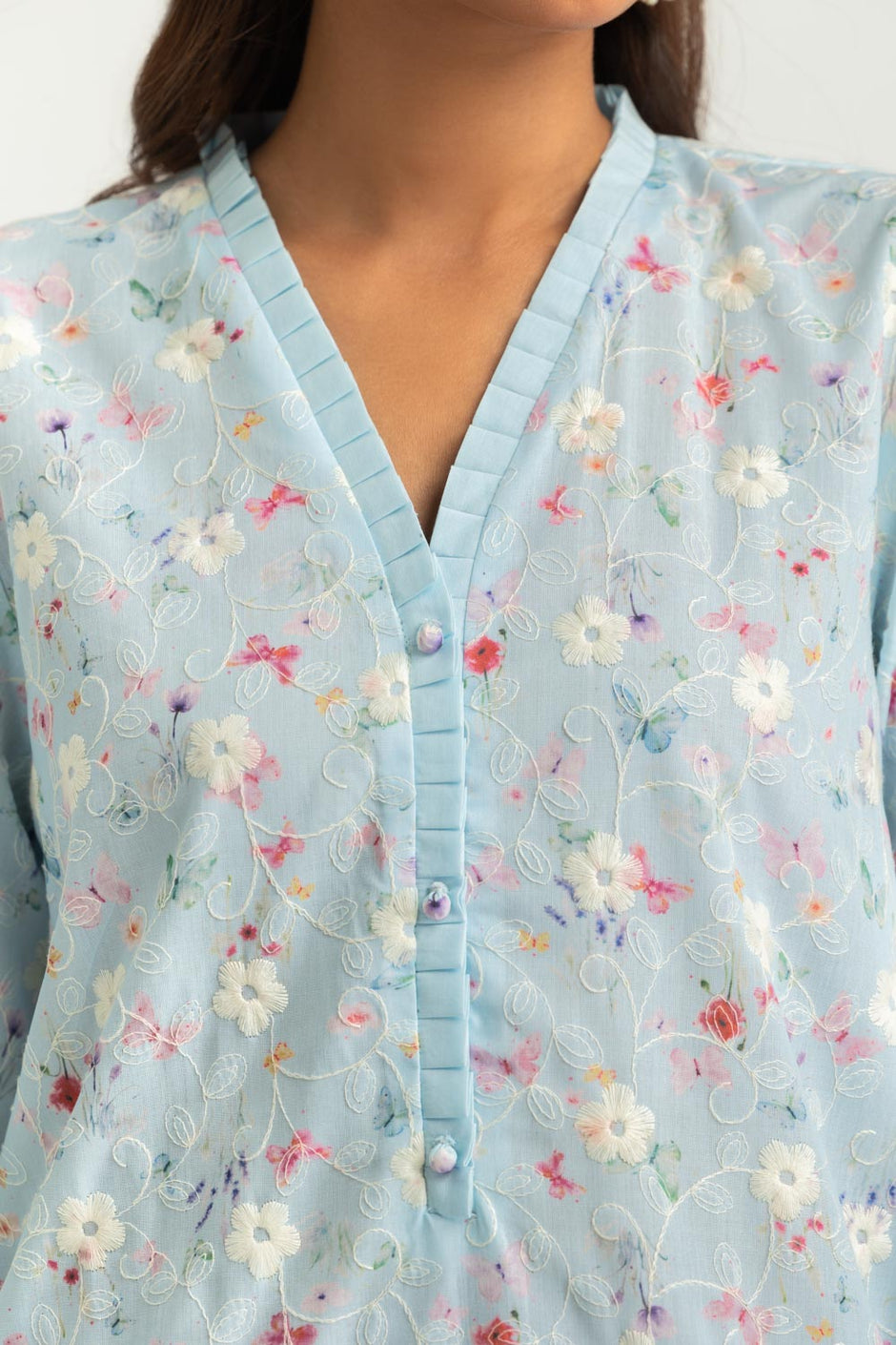 Cotton Printed Co-Ord Set With Embroidered