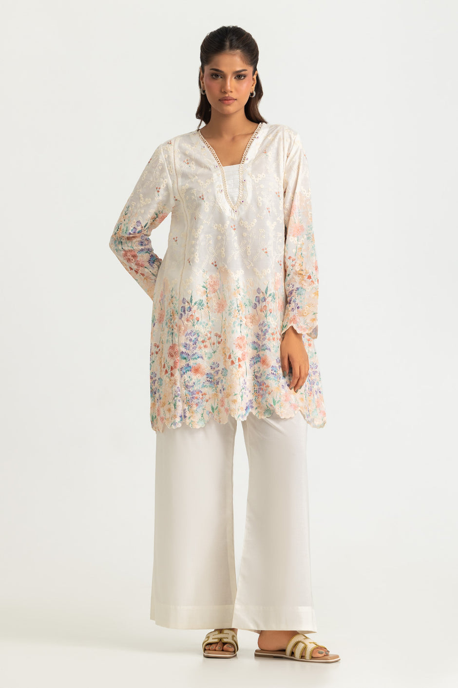 Cotton Printed Co-Ord Set With Embroidered