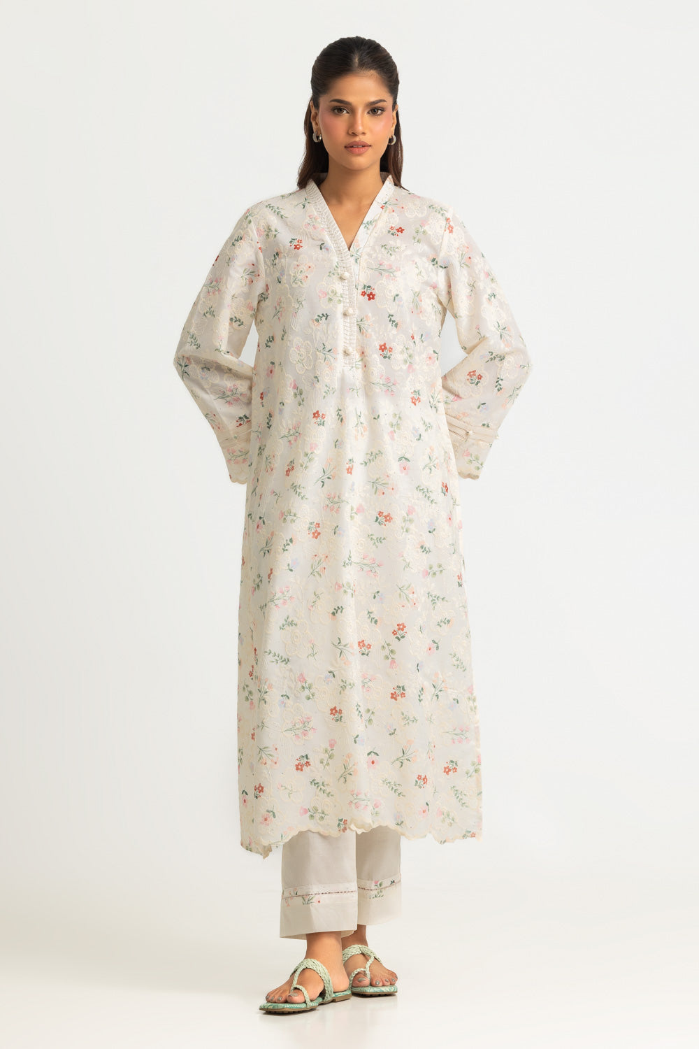 Cotton Printed Co-Ord Set With Embroidered