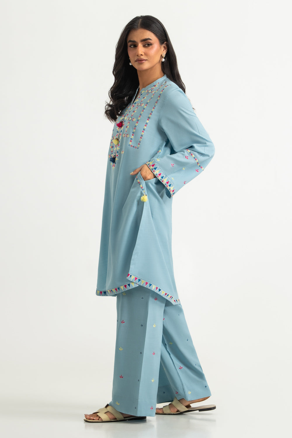 Cotton Viscose Embroidered Co-Ord Set
