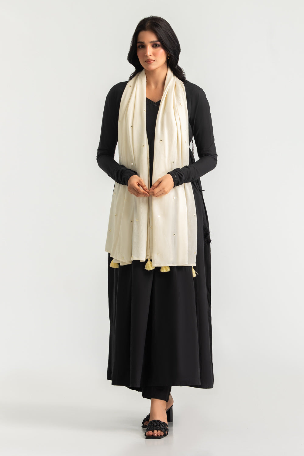Cotton Viscose Embroidered Scarf