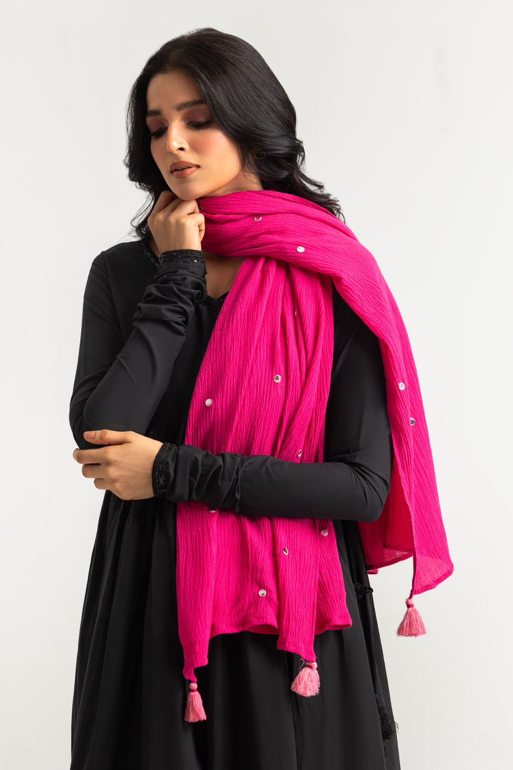Cotton Viscose Embroidered Scarf