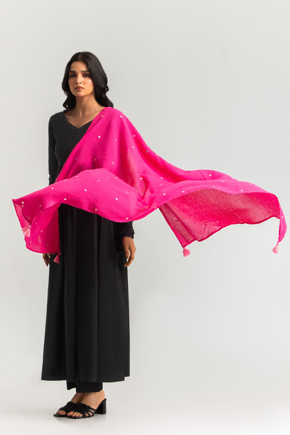 Cotton Viscose Embroidered Scarf