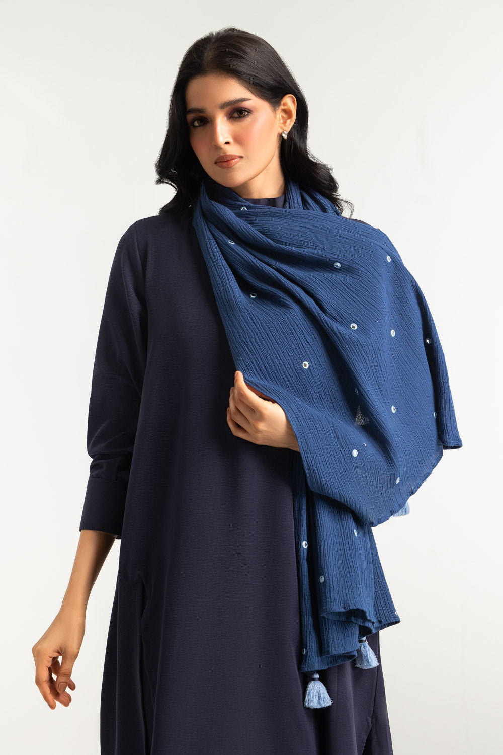 Cotton Viscose Embroidered Scarf