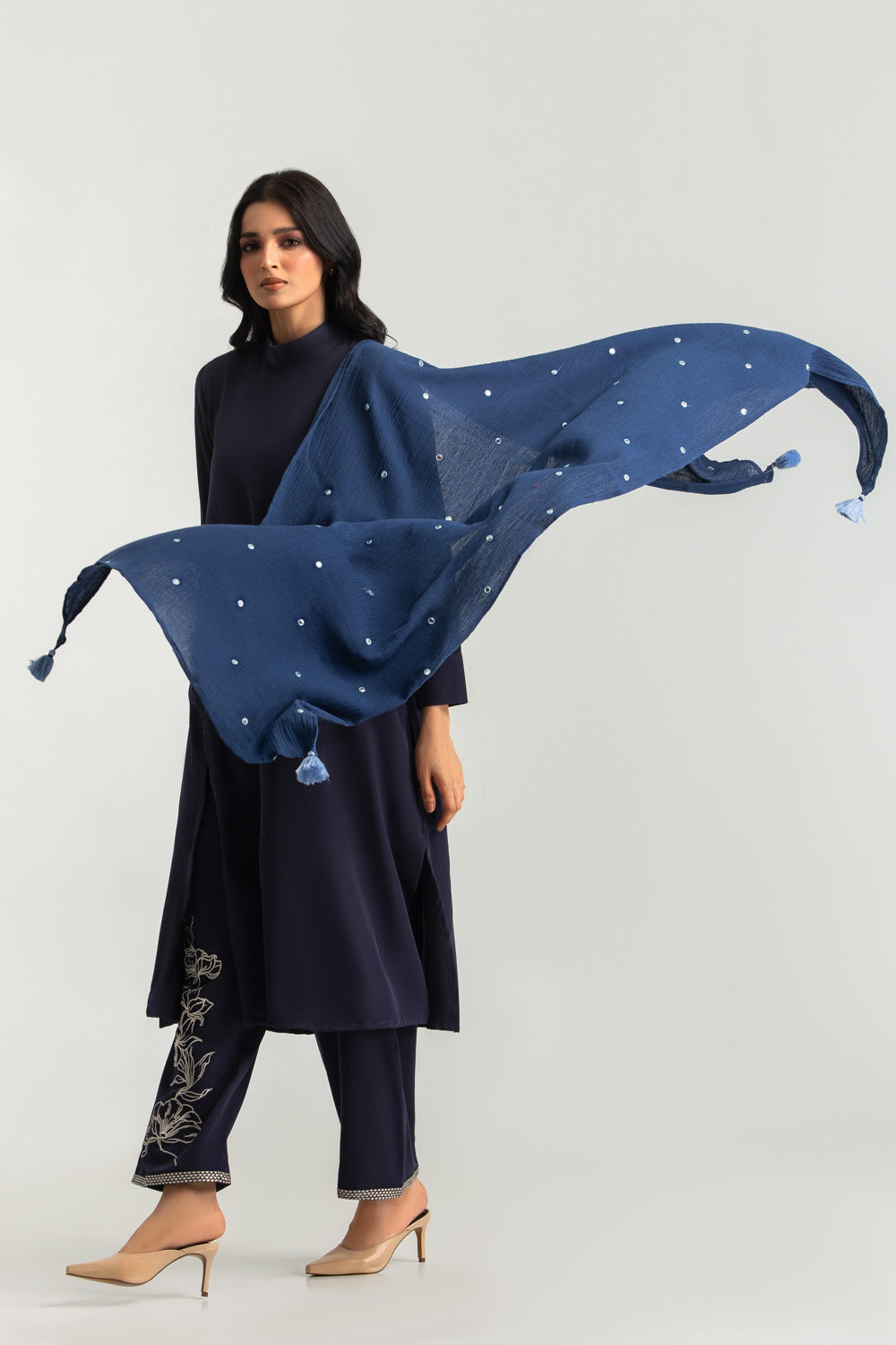 Cotton Viscose Embroidered Scarf