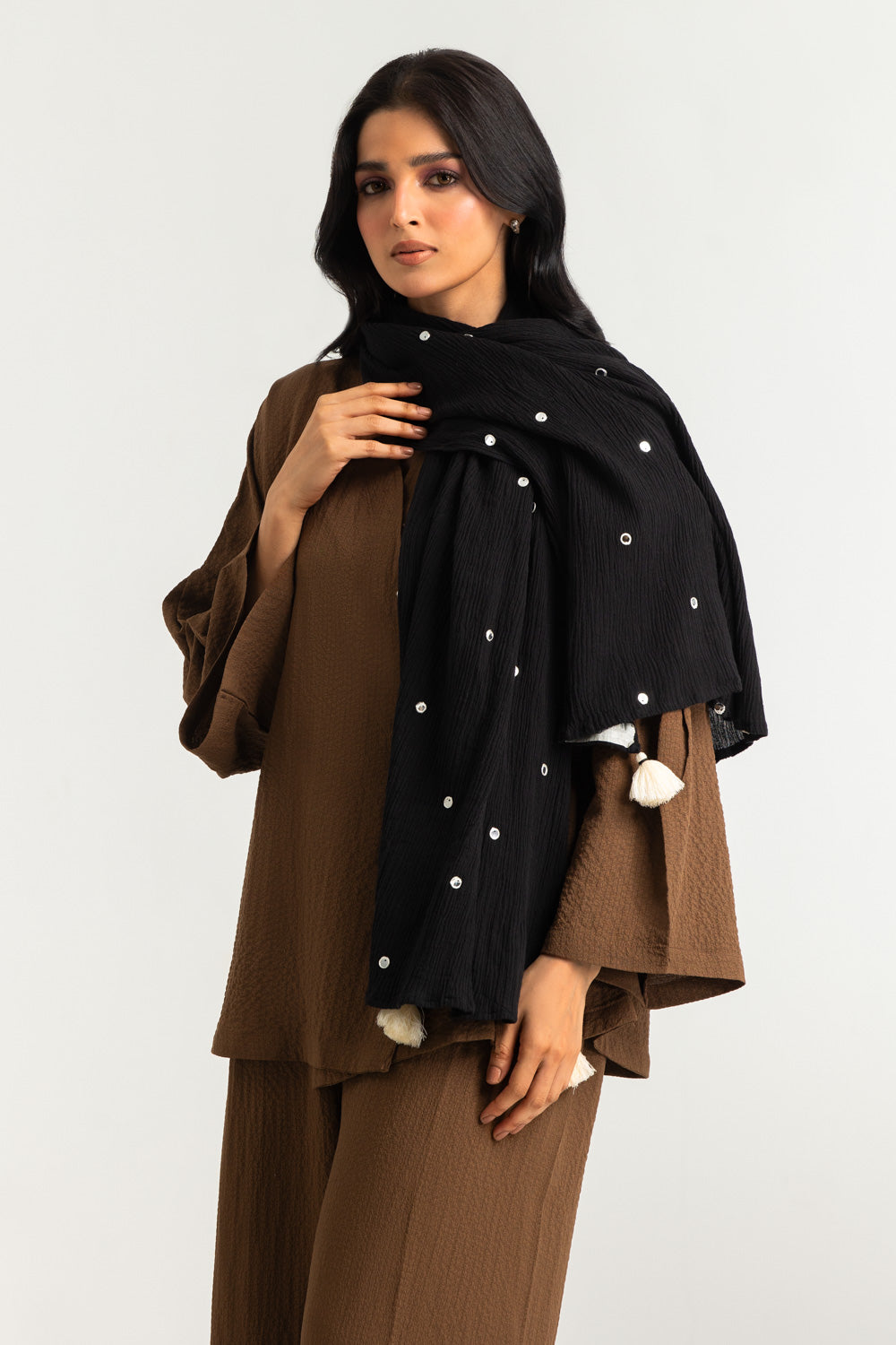 Cotton Viscose Embroidered Scarf