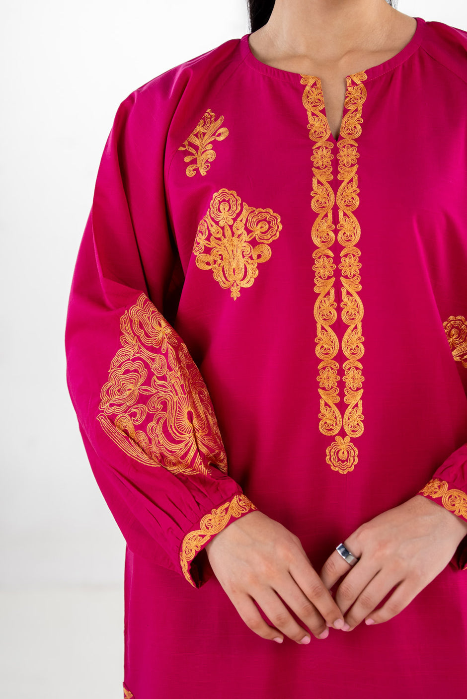 Cotton Viscose Slub Embroidered Co-Ord Set IPST-77232