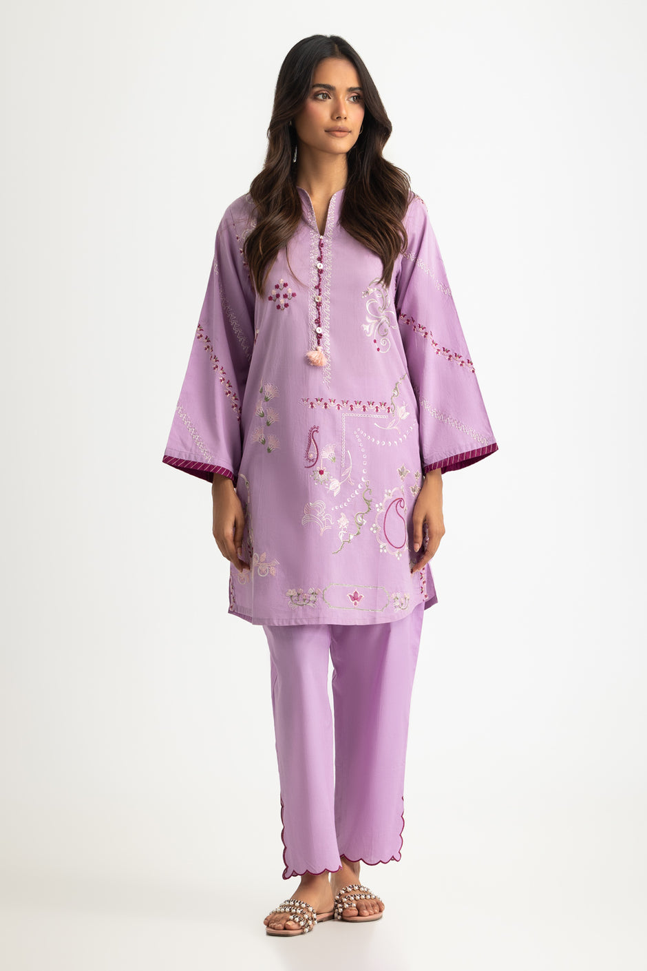 Cotton Viscose Slub Embroidered Co-Ord Set