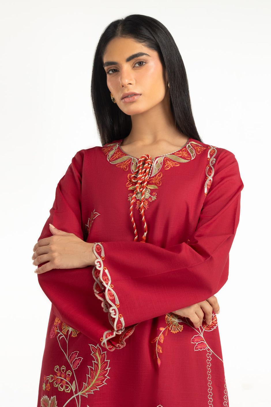 Cotton Viscose Slub Embroidered Co-Ord Set