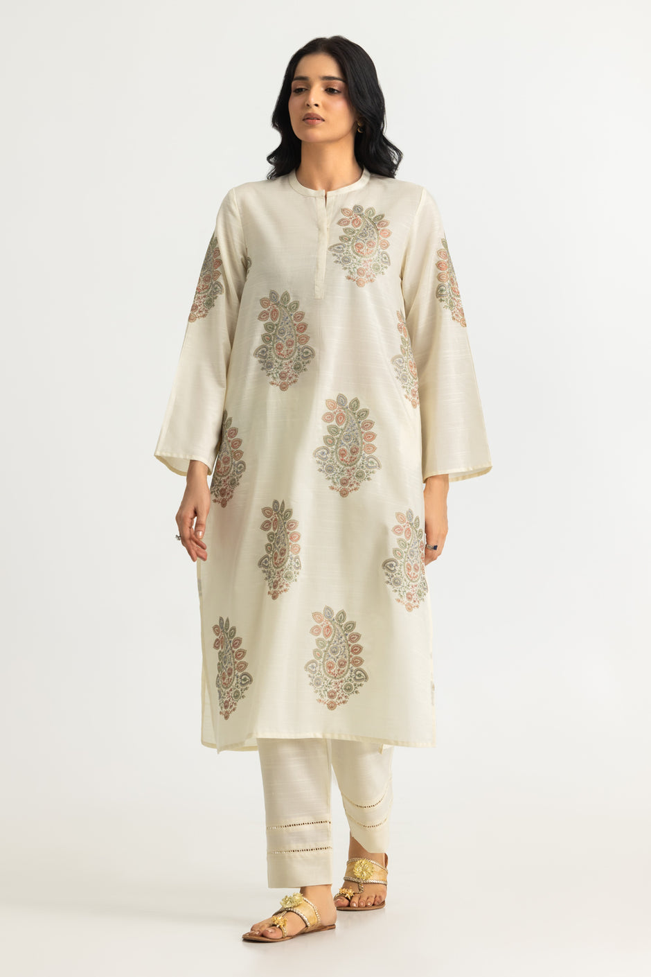 Cotton Viscose Slub Embroidered Co-Ord Set