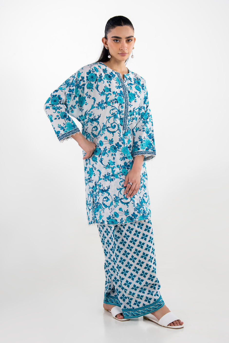 Cotton Viscose Slub Printed Co-Ord Set