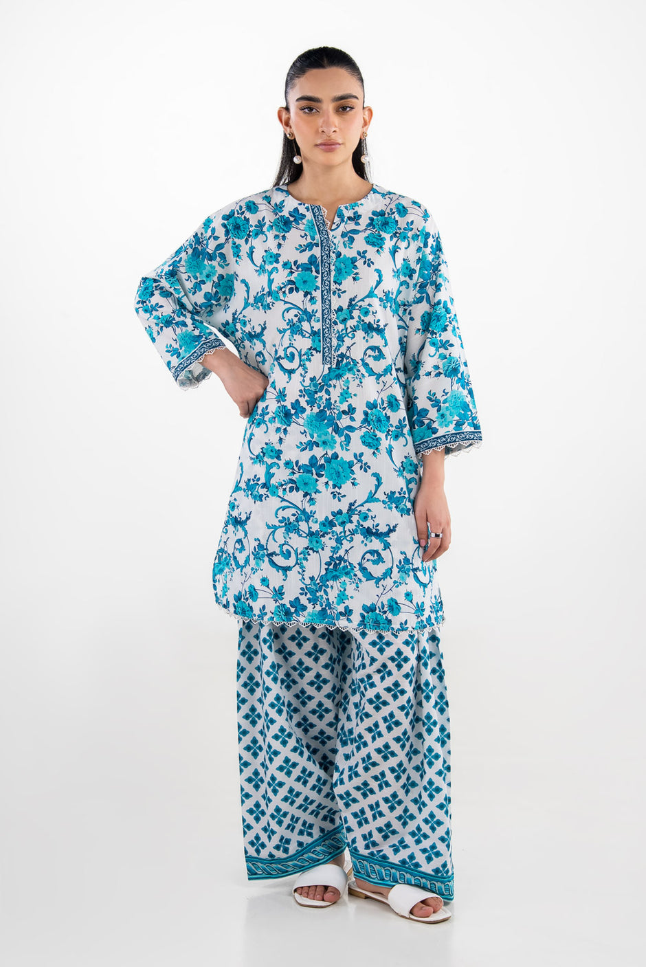 Cotton Viscose Slub Printed Co-Ord Set IPST-77161