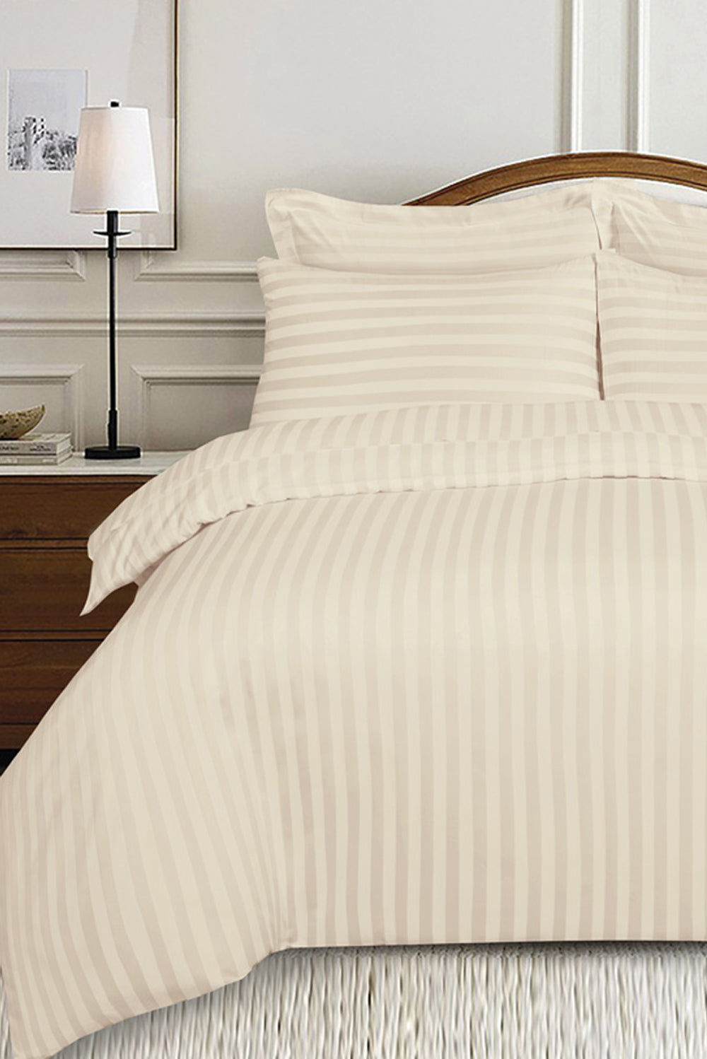 Cream Luxury Stripe Quilt Cover Set