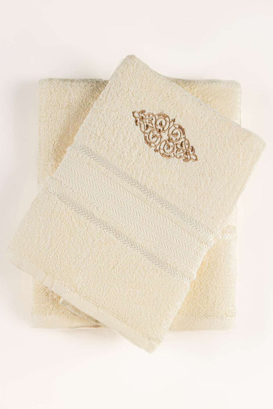 Cream Embroidered Towel
