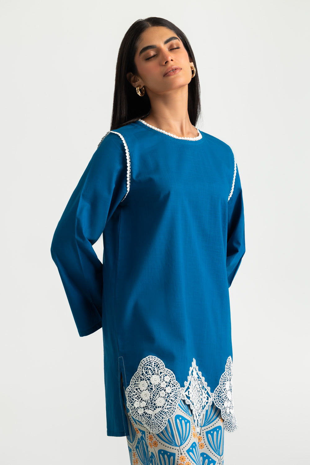 Cross Hatch Dyed Shirt With Printed Trouser