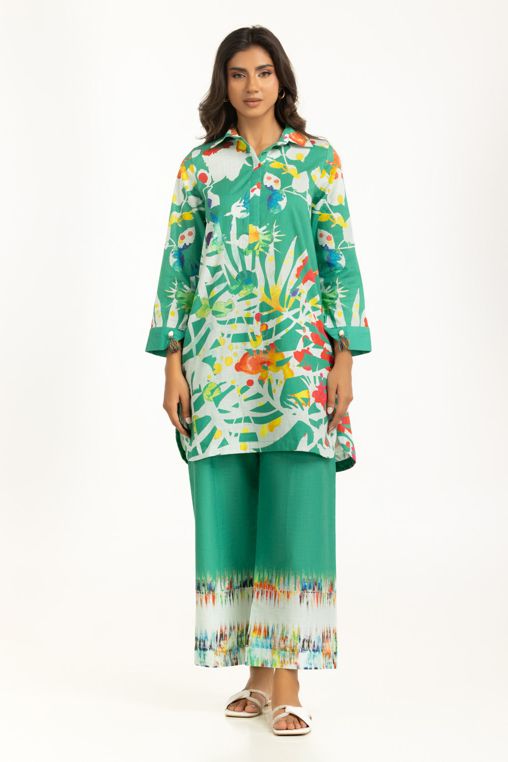 Cross Slub Printed Co-Ord Set IPST-55034
