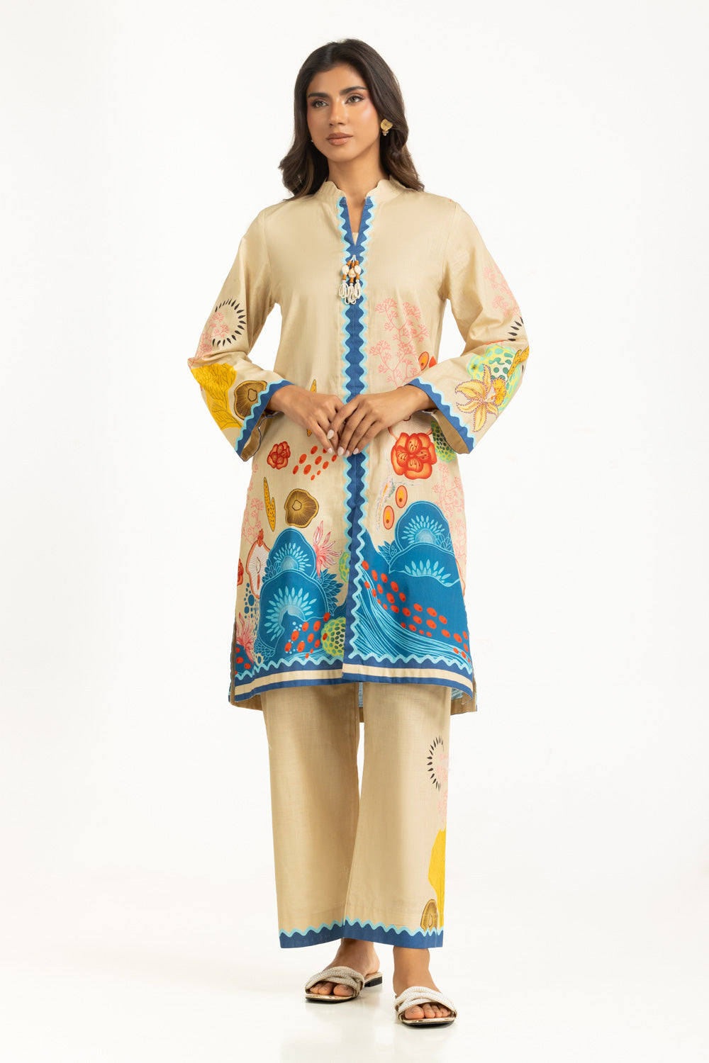 Cross Slub Printed Co-Ord Set IPST-55035