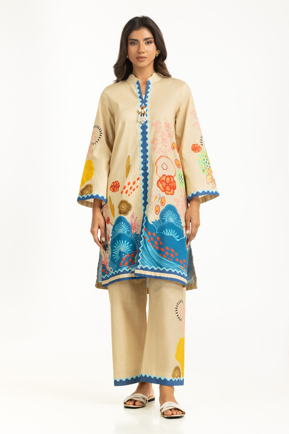 Cross Slub Printed Co-Ord Set IPST-55035