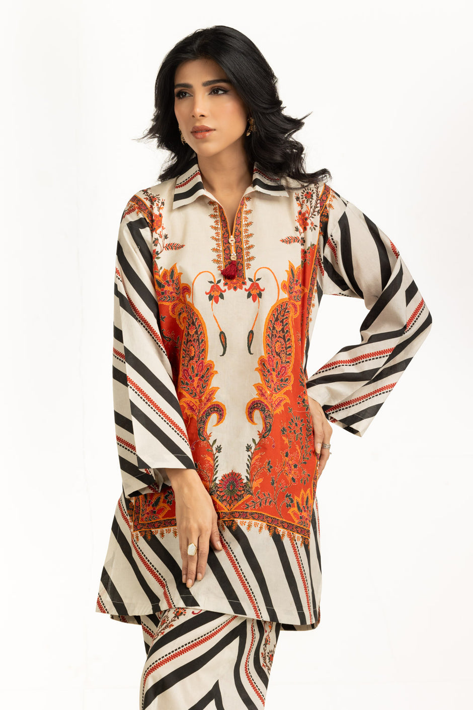 Cross Slub Printed Co-Ord Set
