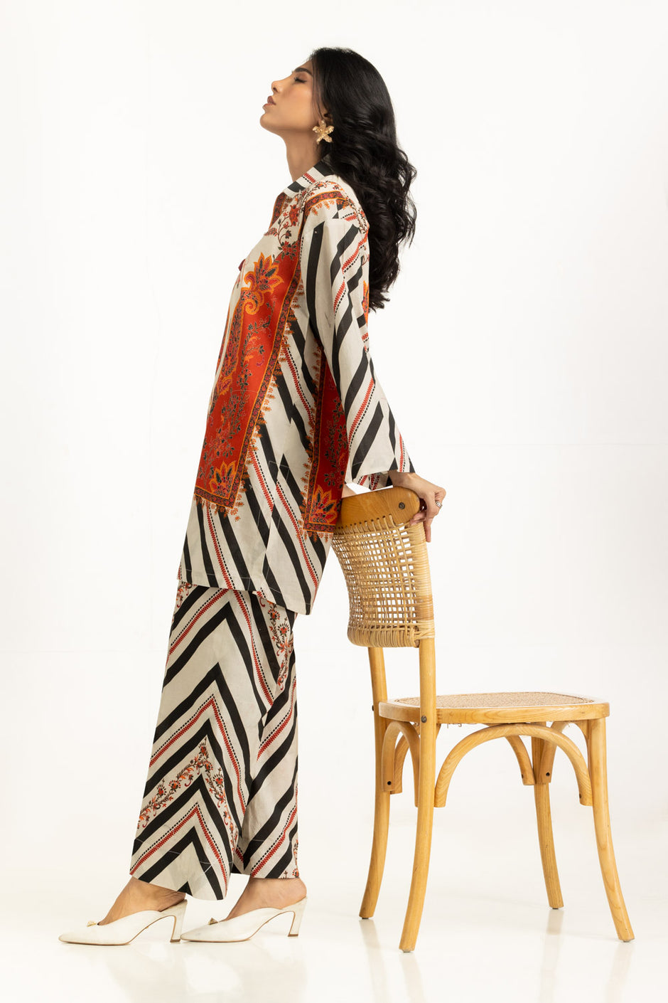 Cross Slub Printed Co-Ord Set