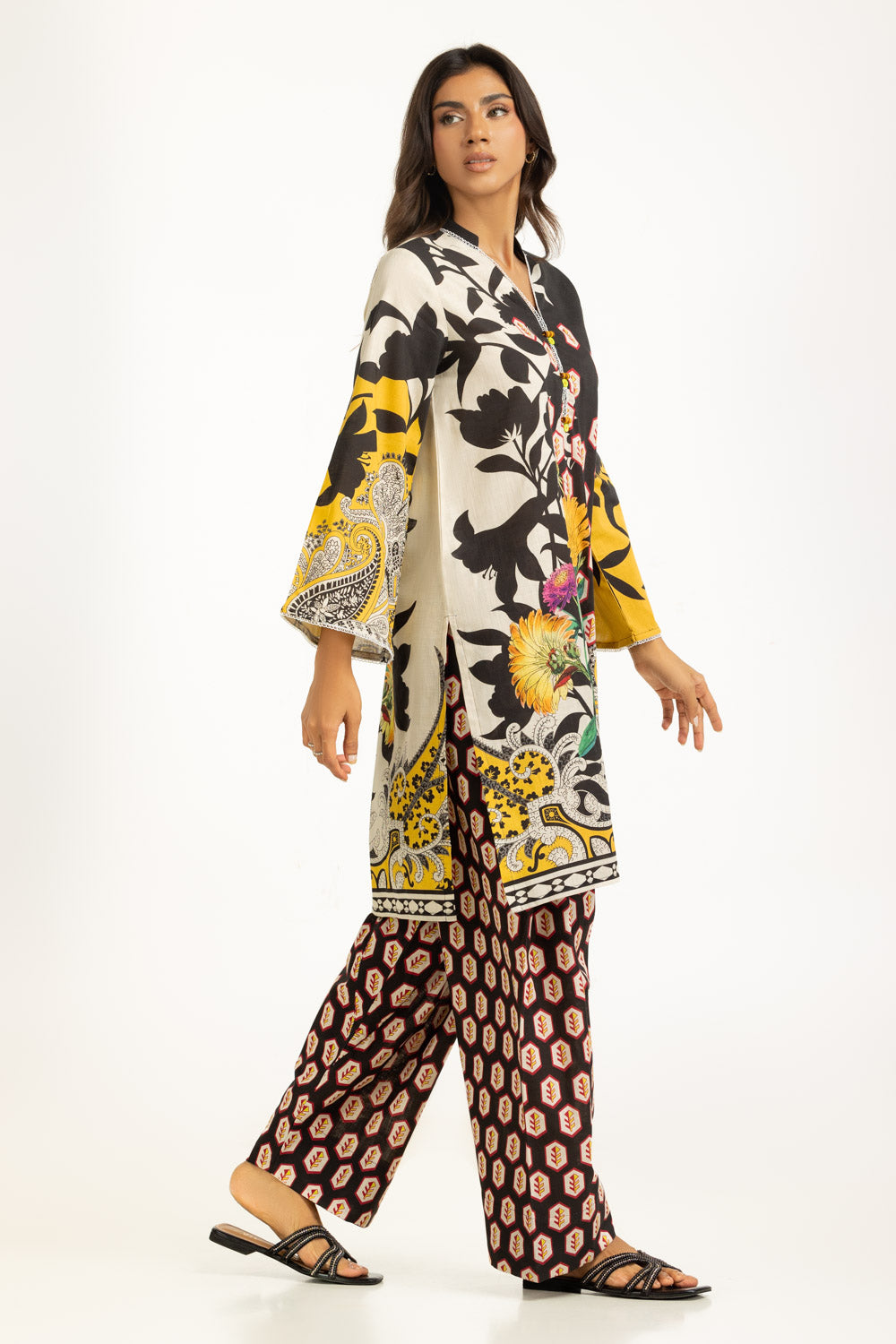 Cross Slub Printed Co-Ord Set IPST-55225