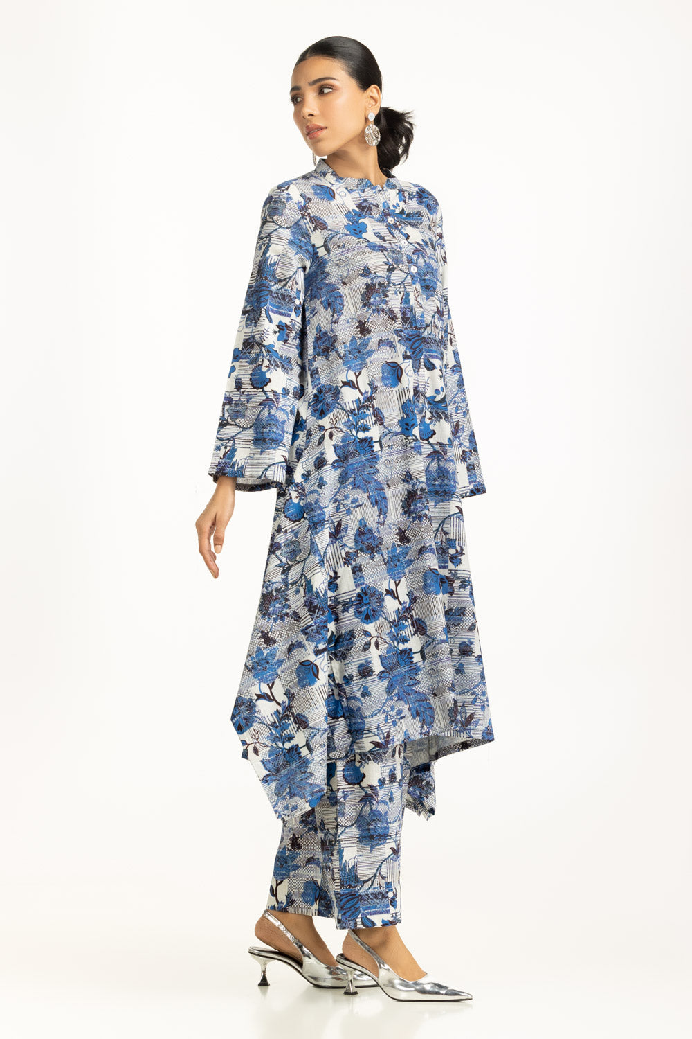 Cross Slub Printed Co-Ord Set