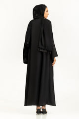 Crush Georgette Embroidered Abaya With Scarf IPAB-22155