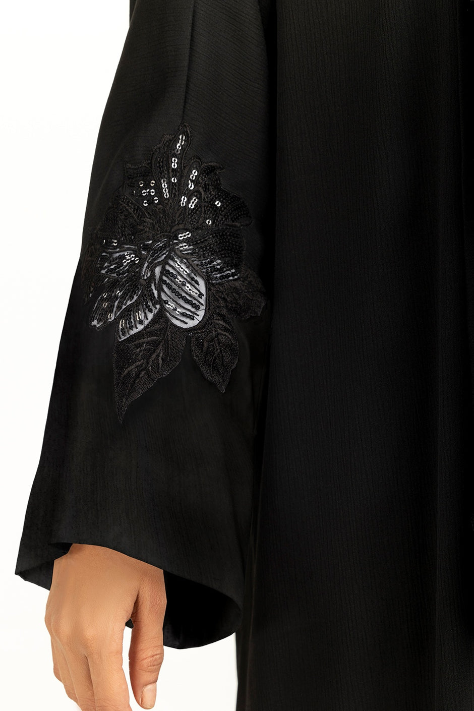 Crush Georgette Embroidered Abaya With Scarf