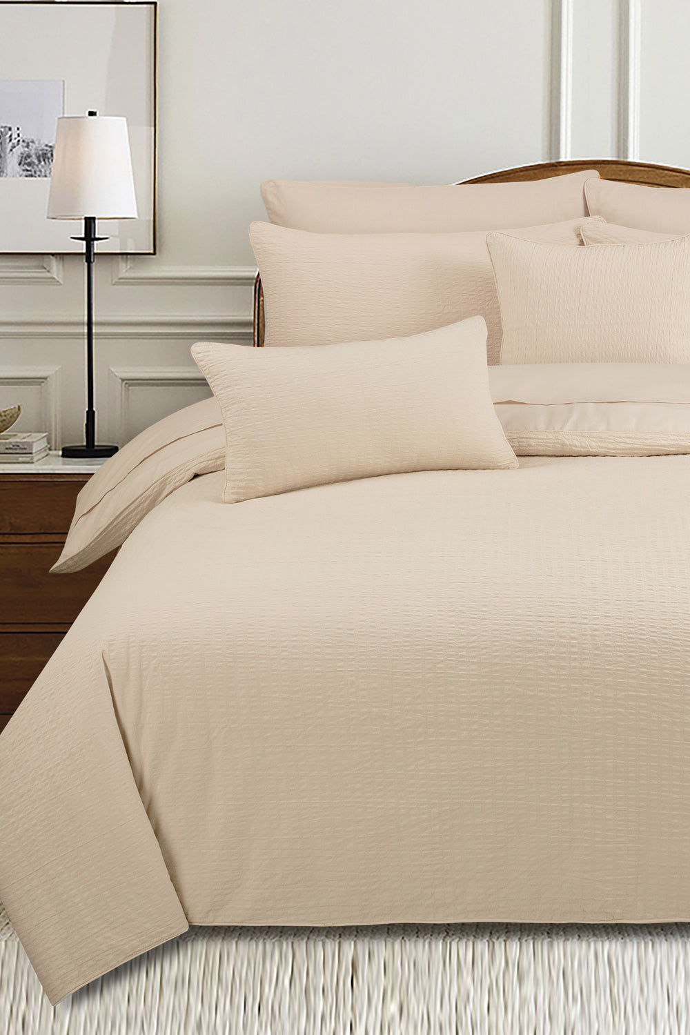 Crystal Rose Seersucker Dyed Duvet Cover