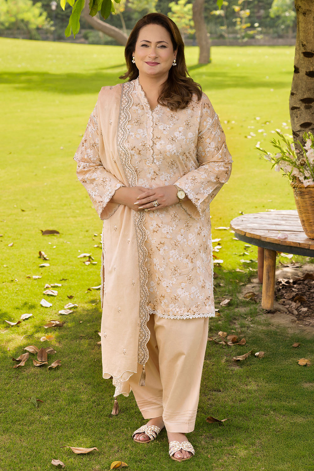 3 Piece Printed Lawn suit with Embroidered Denting Lawn Dupatta