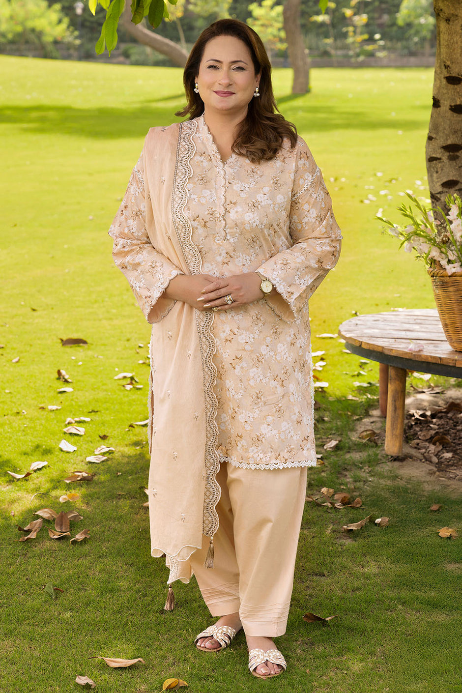 3 Piece Printed Lawn suit with Embroidered Denting Lawn Dupatta