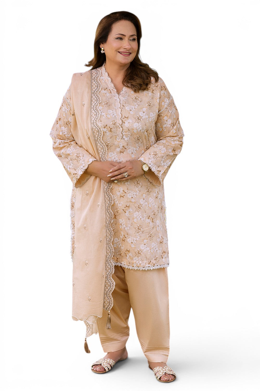 3 Piece Printed Lawn suit with Embroidered Denting Lawn Dupatta