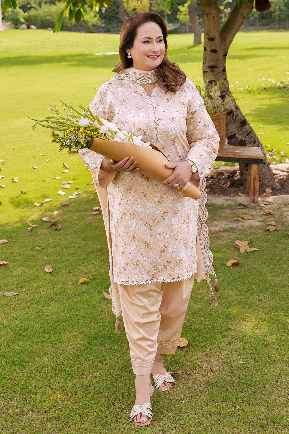3 Piece Printed Lawn suit with Embroidered Denting Lawn Dupatta