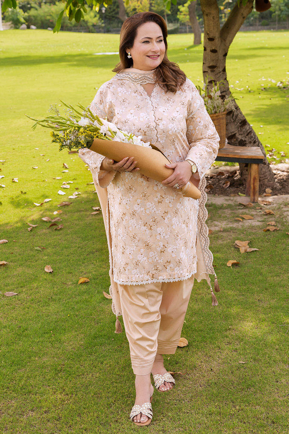 3 Piece Printed Lawn suit with Embroidered Denting Lawn Dupatta