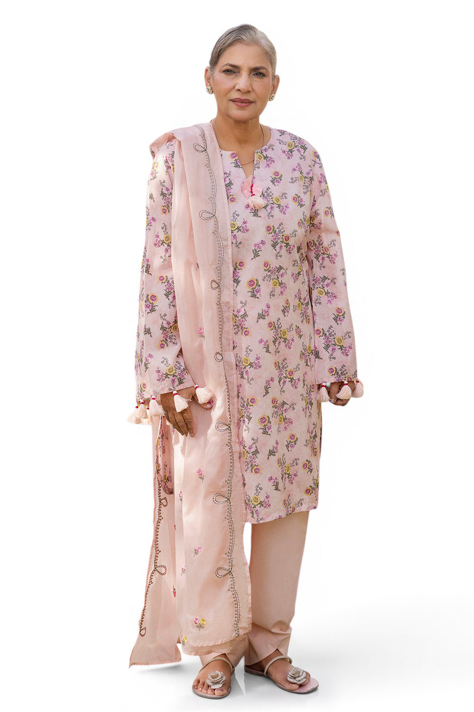 3 Piece Printed Lawn suit with Embroidered Denting Lawn Dupatta