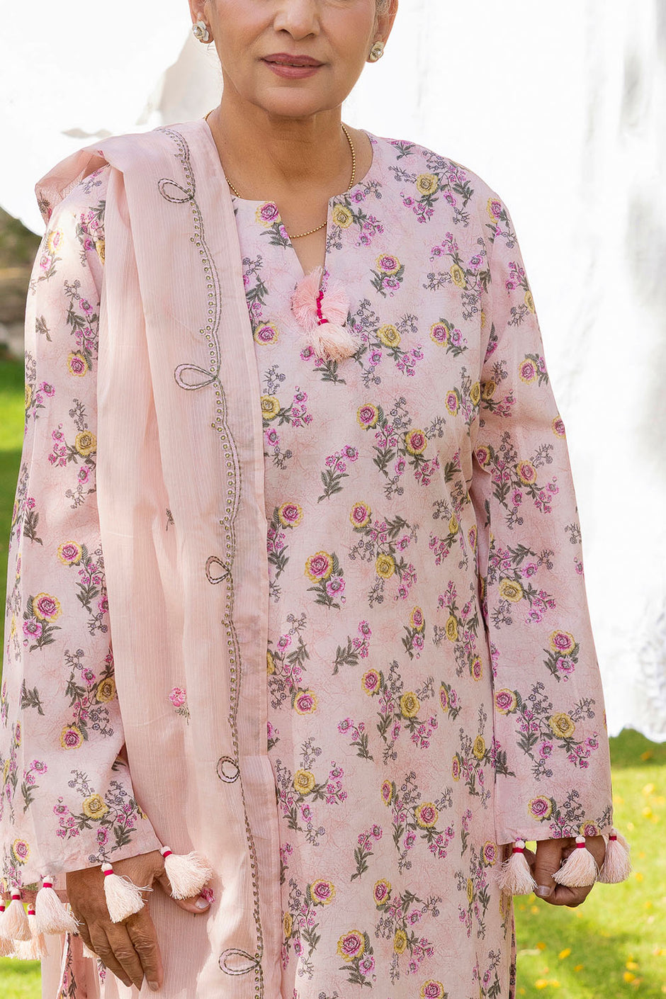 3 Piece Printed Lawn suit with Embroidered Denting Lawn Dupatta