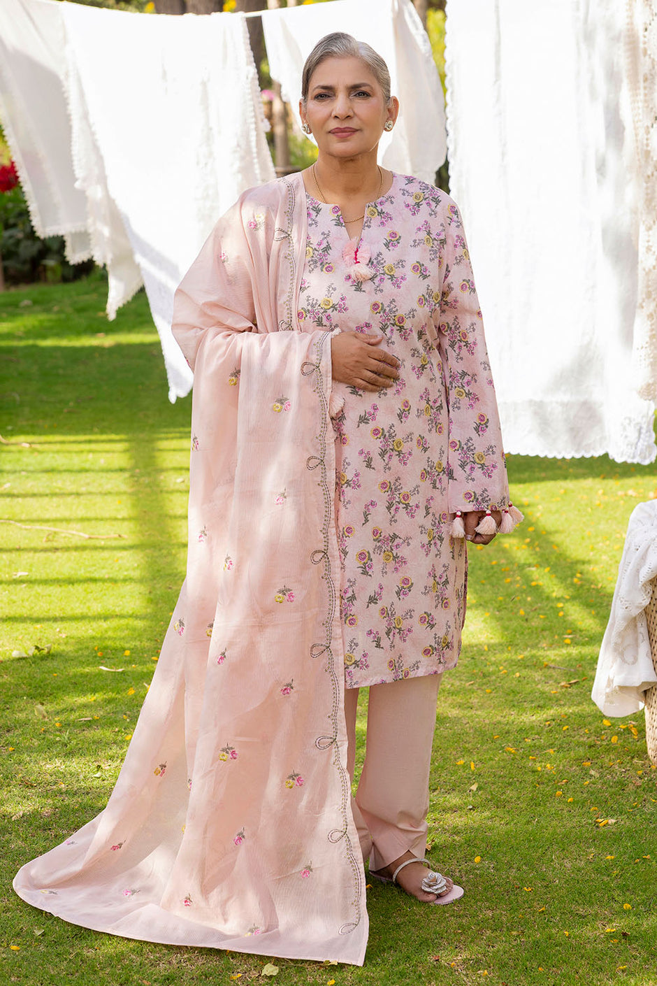 3 Piece Printed Lawn suit with Embroidered Denting Lawn Dupatta