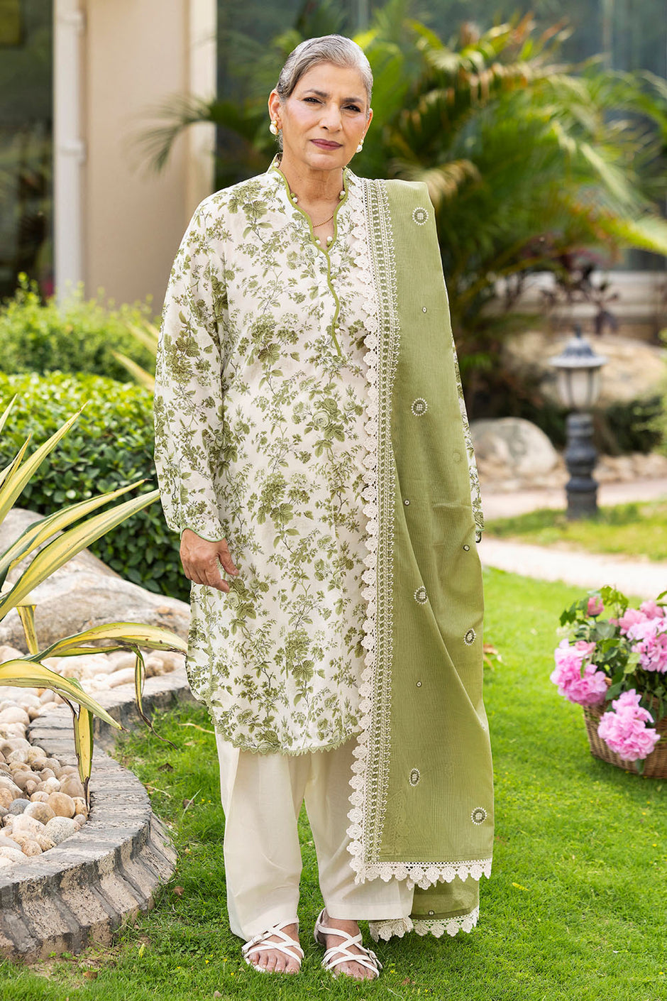 3 Piece Printed Lawn suit with Embroidered Denting Lawn Dupatta