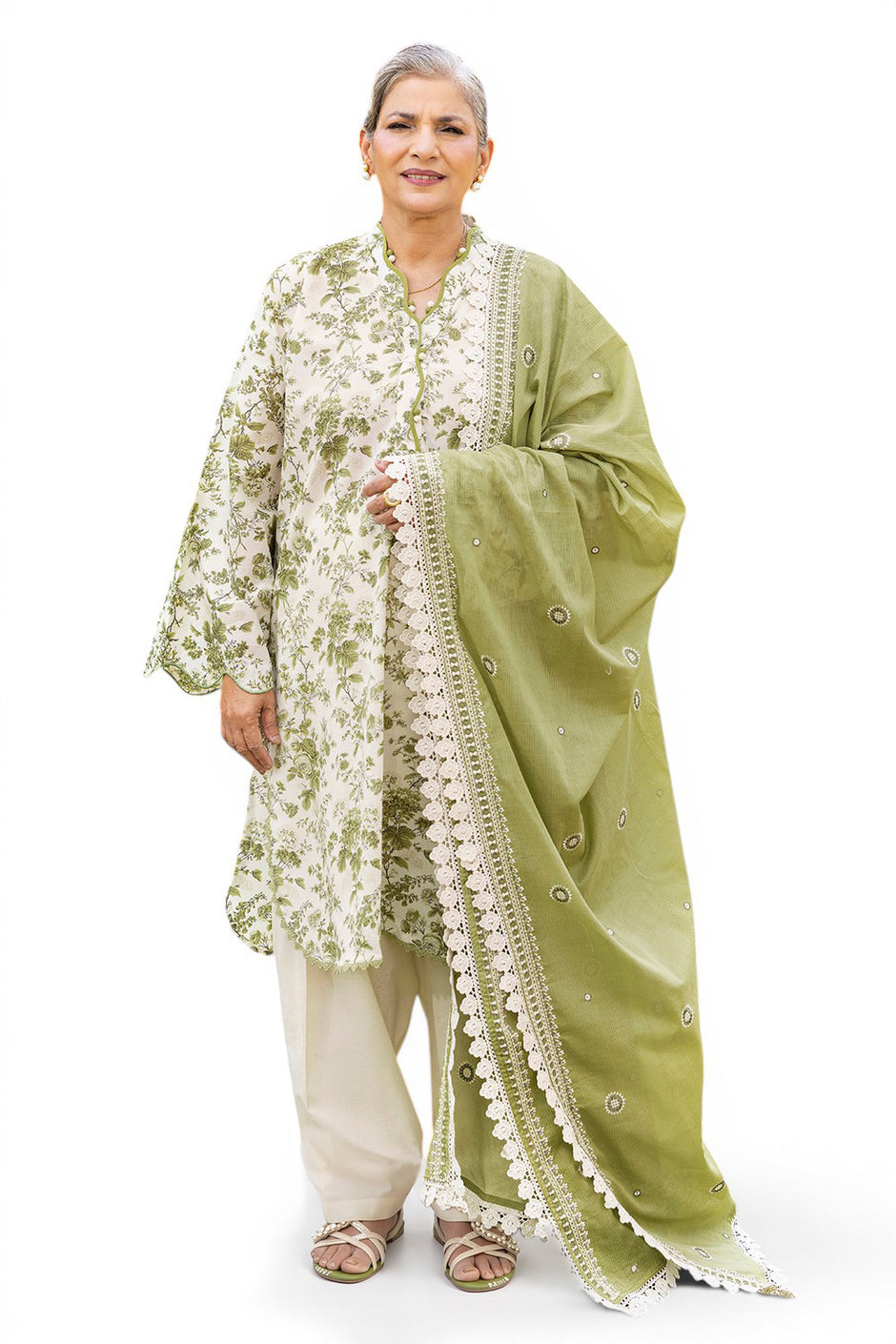 3 Piece Printed Lawn suit with Embroidered Denting Lawn Dupatta