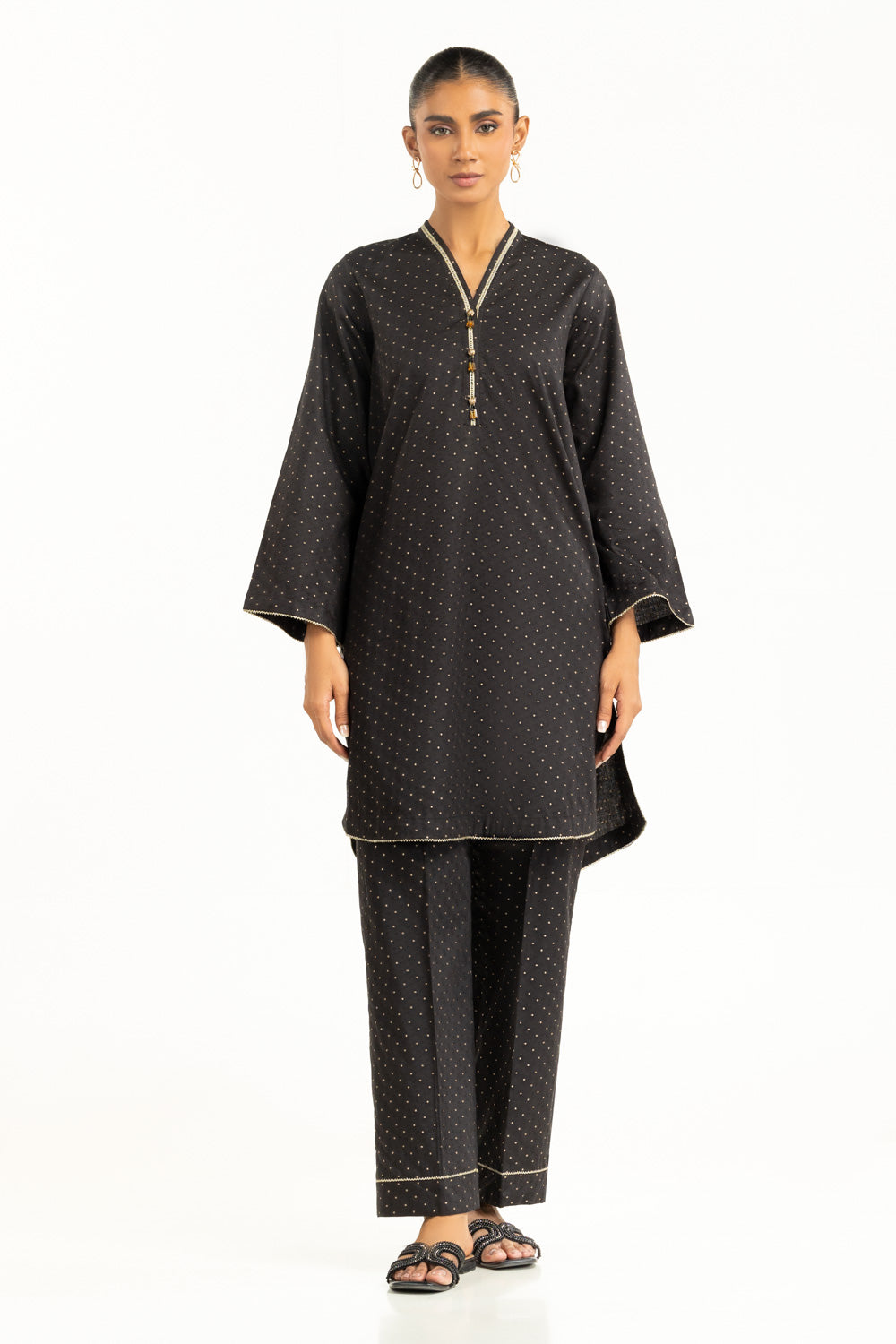 Denier Jacquard Co-Ord Set Ipst-55089-B