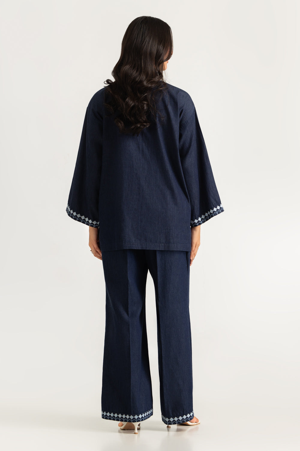 Denim Embroidered  Co-Ord Set
