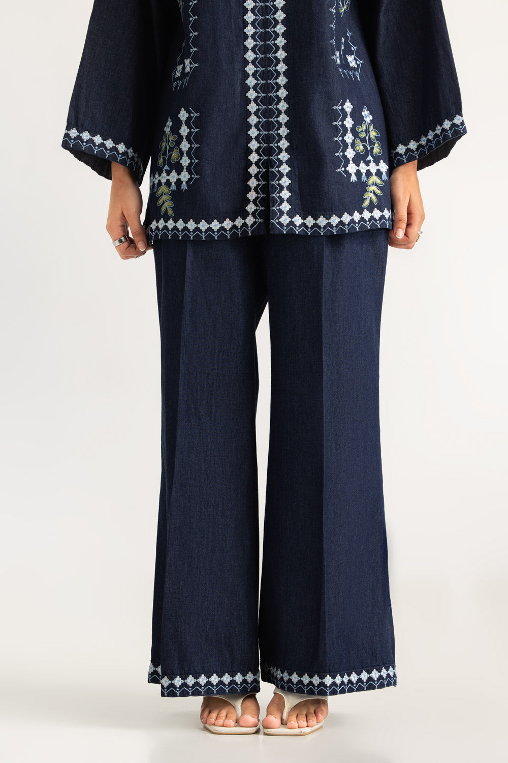 Denim Embroidered  Co-Ord Set