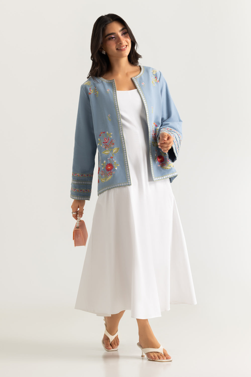 Denim Embroidered Waistcoat