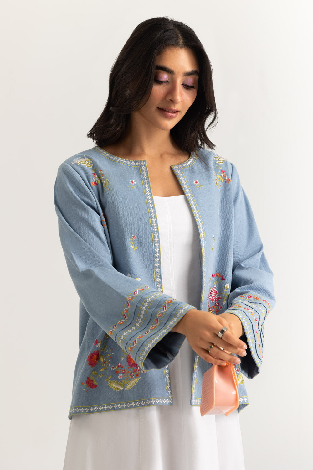 Denim Embroidered Waistcoat