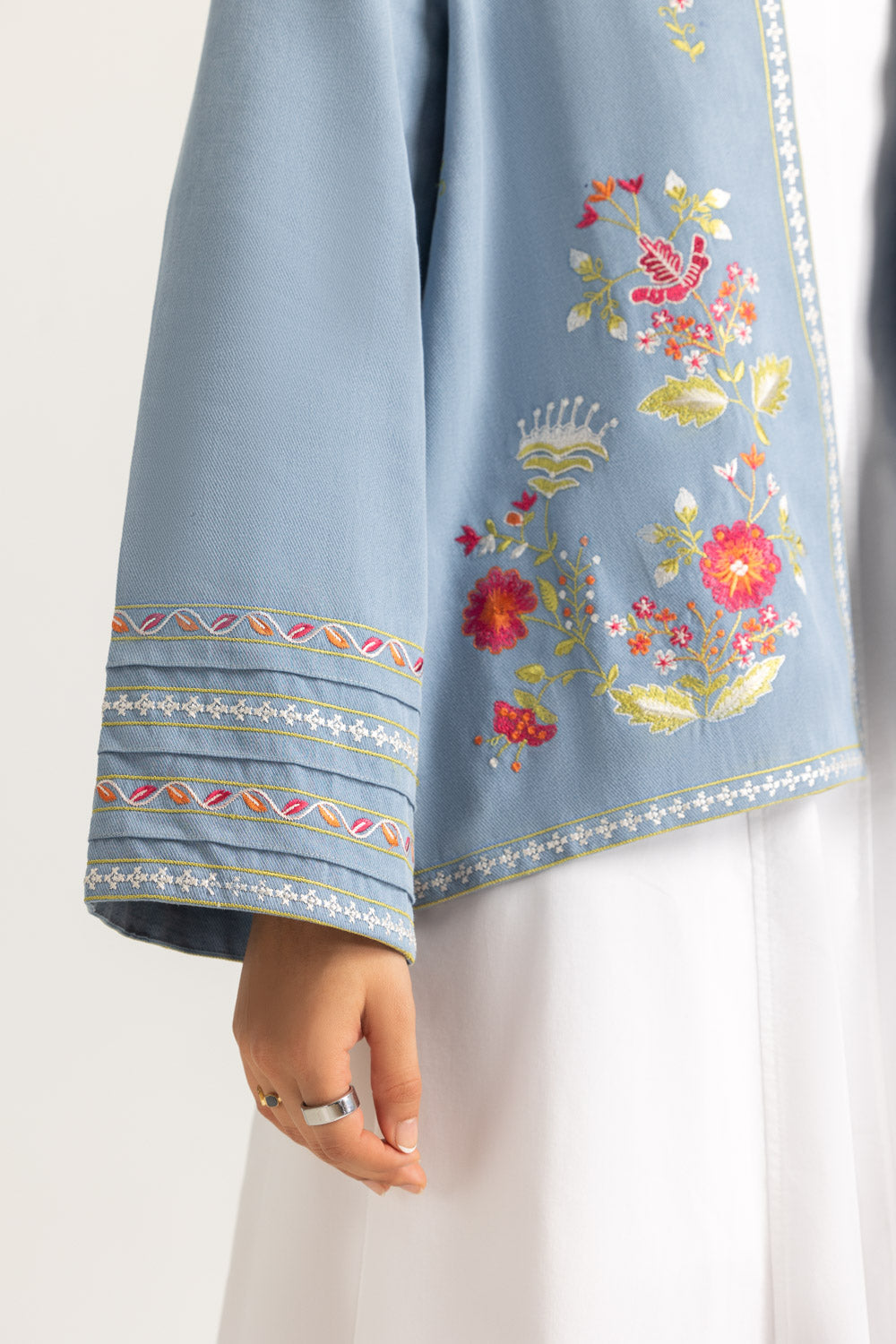 Denim Embroidered Waistcoat