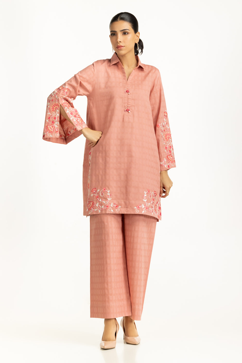 Dobby Embroidered Co-Ord Set